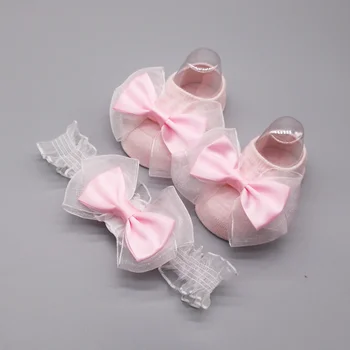 Bebek Çorap Hairband Seti Prenses Tarzı Bebek Kat Çorap Tekne Çorap Dantel Yay Yenidoğan Bebek Kız Giysileri Bebek Aksesuarları