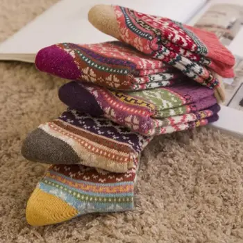 1 Çift Kadın Çorap Renkli Uyku Çorap Streç Örgü Çorap