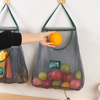 Içi boş Örgü Net çanta düzenleyici Yeniden Kullanılabilir asılan saklama çantası Saplı Mutfak için, Sebze, Meyve ve Daha Fazlası için Mükemmel