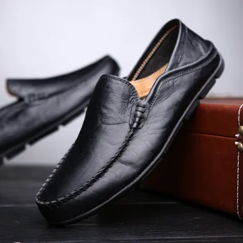 Erkek ayakkabısı Rahat Lüks Marka İtalyan Erkek Loafer'lar Hakiki Deri Yumuşak Moccasins Rahat Nefes Kayma sürüş ayakkabısı ghn78