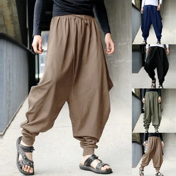 2023 Kişiselleştirilmiş Sıcak erkek pantolon Japon Rahat Gevşek Harem Streetwear Pantolon Baggy Hippy Hakama Pantolon Sokak