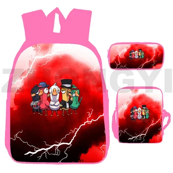 Karikatür Kaz Kaz Ördek 3D Sırt Çantaları Moda Genç Kız Seyahat omuz çantaları 3 adet / takım Serin Dizüstü Bayan Öğrenci Sırt Çantası Çanta