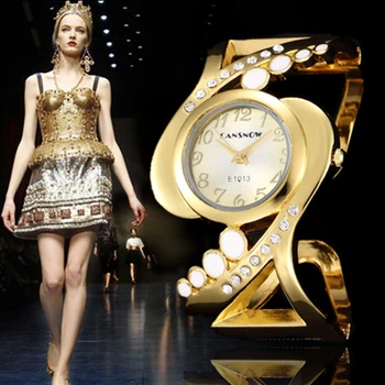Sıcak Satış Moda Altın Kadın Bileklik Saatler Bayanlar Kızlar Charm Casual Saat Benzersiz Kadın Bilezik Izle Hediyeler Relogio Feminino