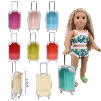 18 inç Bebek Mini Bagaj Kutusu Bebek Aksesuarları Bavul Şeffaf Bavul Lalafanfan 18 inç Kız / Paola Reina Bebek Oyuncak