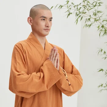 Shaolin Budizm Keşiş Giyim Geleneksel Çin Budist Giyim Unisex erkek Kostümleri Haiqing Meditasyon Elbisesi