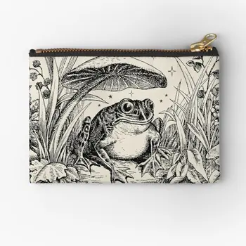 Sevimli Cottagecore Estetik Kurbağa Mantar fermuarlı torbalar Küçük Para İç Çamaşırı Külot Cüzdan Kadın Depolama Saf Çanta Erkekler