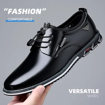 Yeni Iş rahat ayakkabılar Erkekler ıçin Lace Up Resmi Ayakkabı Erkek Siyah Deri Oxfords Artı Boyutu Düğün Parti Ofis Elbise Ayakkabı