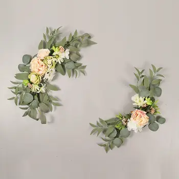 2x Düğün Kemer Süslemeleri Çiçekler El Yapımı Çelenk Çiçek Ön Kapı Düğün Bahçe DIY Bordo Gül Düzenlemeleri Parti
