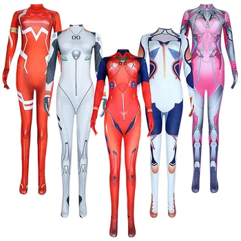 Asuka Langley Soryu Ayanami Rei Sıfır Iki Dva Cosplay Kostüm Asuka Testi Tulum Zentai Suit Anime Bodysuit Kadın anime cosplay