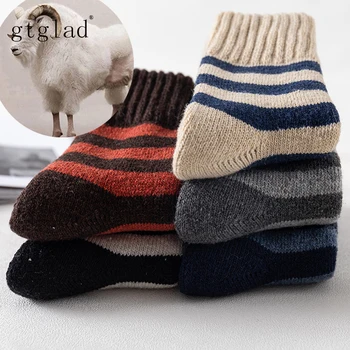 gtglad 5 pairs merinos Yünü Kış sıcak tutan çoraplar Erkek Çorap Tasarımcı Çorap Süper Kalın şerit çoraplar Tavşan Çorap Karşı Soğuk Kar