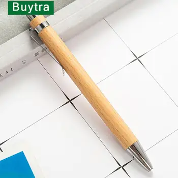 1 Adet Bambu Ahşap Tükenmez Kalem 1.0 mm Mermi Ucu Mavi Siyah Mürekkep İş İmza Tükenmez Kalem Ofis Okul Yazma Kırtasiye