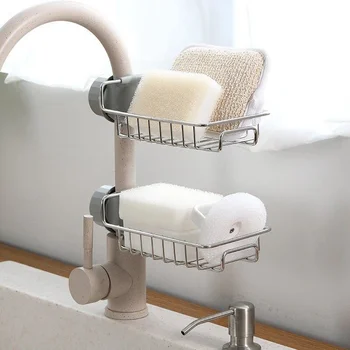 Paslanmaz çelik lavabo drenajı Raf Süzgeç Sabun Sünger Havlu Depolama Rafı Ayarlanabilir Musluk Tutucu Banyo Mutfak Aksesuarları