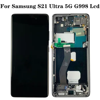 Orijinal Süper AMOLED Ekran Dokunmatik Ekran Samsung Galaxy S21 Ultra 5G G998 G998F G998B / DS Lcd Ekran Kusur Ekran