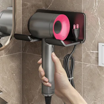 Saç Kurutma Makinesi Tutucu Duvara Monte saç düzleştirici Kurutma Makinesi Saç Standı Banyo Organizatör Rafları Kendinden Yapışkanlı Plastik Depolama Rafı