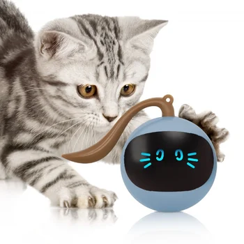 FOFOS Iki Kunduz Sihirli Top Kedi Oyuncak Elektrikli Akıllı Otomatik kedi topu Kendinden Hi Rölyef Bite led ışık