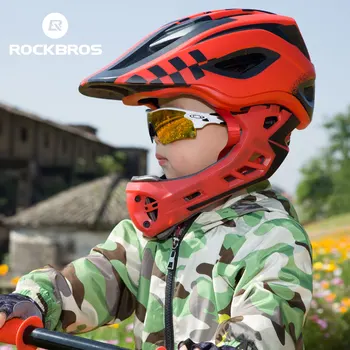 ROCKBROS Bisiklet bisiklet kaskı Tam Kaplı Çocuk Kask EPS Paralel Araba Çocuk Kask 2 İn 1 Spor Güvenlik Sürme Kask