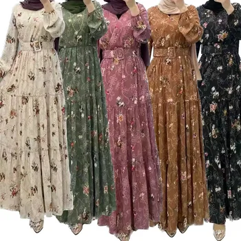 Müslüman Elbiseleri Kadınlar için 2023 Ramdan müslüman çarşaf elbise Dubai Eid Femme Lüks İslam Akşam Parti Zarif Uzun Elbise