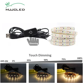 Usb'li şerit LED ışık kısılabilir DC 5V LED şerit dokunmatik LED bant Su Geçirmez 1M 2M 3M 4M 5M LED USB şerit mutfak TV arkaplan ışığı