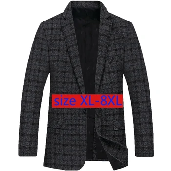 Yeni Varış Moda Süper Büyük Yüksek Kalite Erkekler Ekose Elbise Bahar Tek Göğüslü Rahat Artı Boyutu XL 2XL 3XL 4XL 5XL6XL7XL8XL