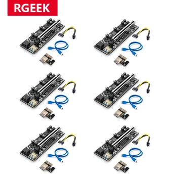 RGEEK 6 adet VER009S Artı PCI-E Yükseltici Kart 009 S PCI Express PCIE 1X ila 16X Genişletici 0.6 M USB 3.0 Kablosu 6pin Güç GPU Madencilik