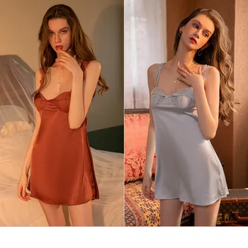 Toptan kadın Akşam Yemeği Seksi Spagetti Kayışı Uyku Elbise Bayan Moda Şık Kısa İç Çamaşırı Elbise Tanrıça Gecelik