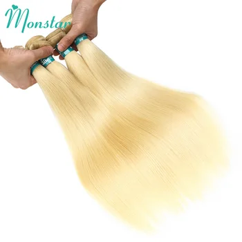 Monstar 1/3/4 Sarışın 613 Örgü Remy Brezilyalı Saç Demetleri düz insan saçı Demetleri 28 30 32 34 36 38 40 inç Saç Uzatma