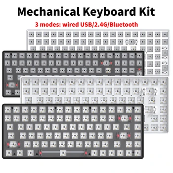 84/100 Tuşları Mekanik Klavye Seti Özelleştirilmiş çalışırken değiştirilebilir Bluetooth 2.4 G Tel Klavye Conta Yapısı klavye 3 modlu