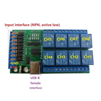 8CH DC 12V 24V USB Seri Port Röle Optik İzole IO Modülü UART RS232 anahtarlama paneli CH340 PLC WİN10 WİN7 Linux MAX OS