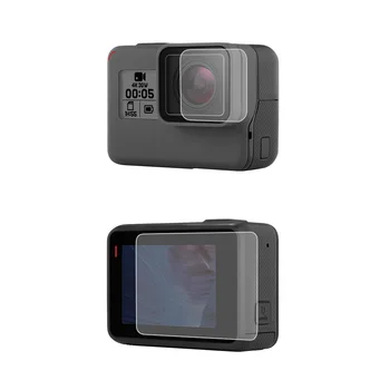 Kamera Temperli Cam Koruyucu GOPRO Hero 5 Hero 6 Hero 7 Eylem Kamera Lens LCD Ön Ekran koruyucu film Siyah