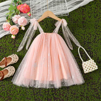 Yaz Bebek Kız Giysileri Suspendes Yürüyor Çocuk Pullu Prenses Elbise Katı Sevimli Örgü Kız Elbise Doğum Günü Elbise