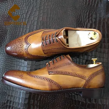 Sipriks Marka erkek Çiçek Brogue Ayakkabı Ithal İtalyan Özel Goodyear Kaynaklı Klasik Vintage Ayakkabı Zarif Bej Elbise Oxfords