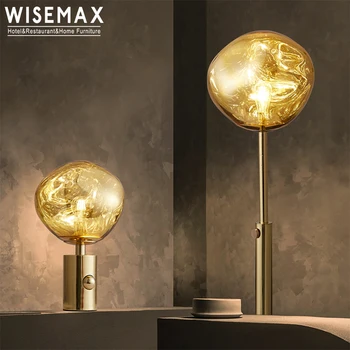 WİSEMAX MOBİLYA Minimalist ev dekor Gül altın metal masa lambası Top ışık gölge metal taban masa lambası