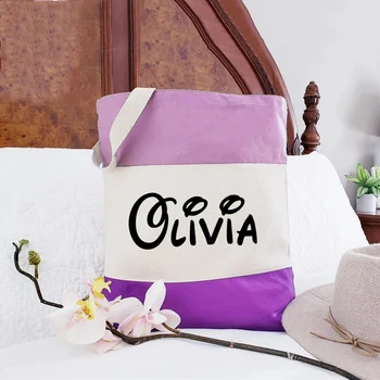 Kişiselleştirilmiş Tote Çanta Doğum Günü Partisi noel hediyesi Onun için Özel Adı Kadın Hediye Tote Çanta Pamuk Kanvas alışveriş çantası