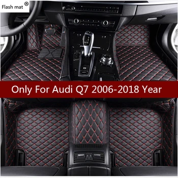 Flaş mat deri araba paspaslar Audi Q7 2006 2007-2014 2015 2016 2017 2018 Özel oto ayak Pedleri otomobil halı kapakları