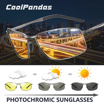 Moda Alüminyum Metal Kare Güneş Gözlüğü Erkekler Polarize Fotokromik Gündüz Gece sürüş gözlükleri Renk Değişikliği Lens lentes de sol
