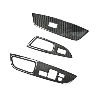 3 Adet Hyundai Veloster 2011-2017 için Karbon Fiber Pencere Kaldırma Anahtarı Düğmesi Paneli Kapak Trim İç Dekorasyon