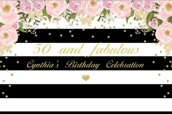 özel 50th doğum günü çiçek siyah ve beyaz çizgili fotoğraf arka fonu Yüksek kaliteli Bilgisayar baskı parti arka plan