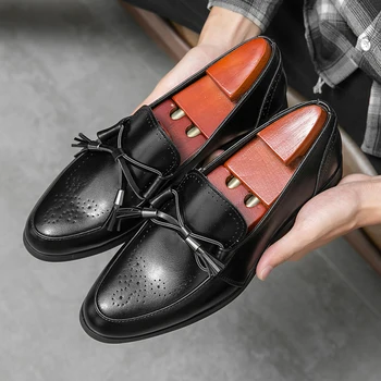 Marka Tasarımcısı Deri İş deri ayakkabı Resmi erkek ayakkabıları Moda rahat ayakkabılar Yüksek Kaliteli Overfoot Yumuşak Taban Loafer'lar