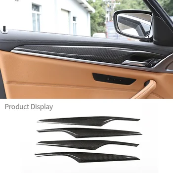 BMW 5 Serisi için G30 G38 F90 M5 2018-2020 Gerçek Karbon Fiber Araba Kapı İç Paneli Koruyucu Kapak Şerit Dudak Trim Aksesuarları