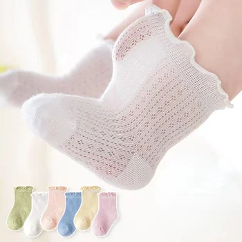 Nefes Örgü Çorap Çocuklar için 2-7 Yaşında Bahar Yaz İnce Ağları Bebek Çorap Kız Giysileri Aksesuarları