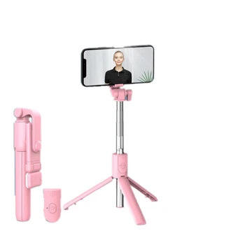 Dolgu ışığı ile Selfie sopa, Selfiestick kablosuz uzaktan kumanda katlanabilir Tripod