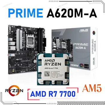ASUS PRIME A620M-A DDR5 Anakart AMD Ryzen 7 7700 İşlemci CPU Takım Masaüstü AMD A620 PCIe 4.0 M. 2 128GB Soket AM5 Combo