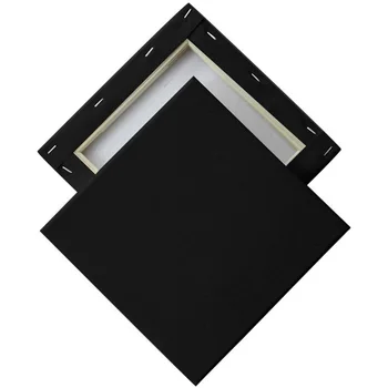 4 Paket Siyah Mini tahta çerçeve %100 % Pamuk Kanvas 10x10cm-4x4in Asitsiz Akrilik Astarlı Tuval Akrilik, Yağ, Alkidler