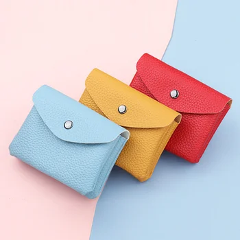 Kadın bozuk para cüzdanı PU Deri Basit Taşınabilir Küçük Çanta Düz Renk Rahat Anahtar Kart Paketi Mini Toka Tipi Uygun Cüzdan