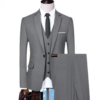 (Ceket + Pantolon + Yelek) yeni Düğün Takımları Erkekler için En İyi erkek 3 ADET Set resmi kıyafet İş Toplantıları için Özel Yapılmış Siyah Takım Elbise