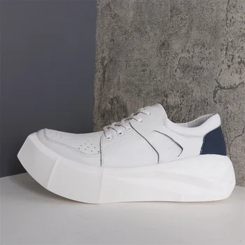 Hakiki Deri Erkek Ayakkabı Platformu Sapato Masculino Kare Ayak tasarım ayakkabı Erkekler p25d50