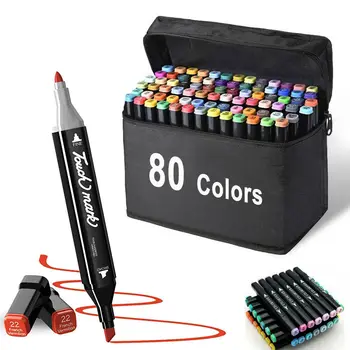 24-80 Renk Yağlı resim kalemi Kalem Seti Çizmek için Çift Başlı Eskiz Yağlı Ucu Bazlı İşaretleyiciler Graffiti Manga Okul Sanat Malzemeleri