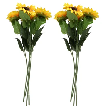 8 Adet Yapay Ayçiçeği Büyük Baş Uzun Kök Yapay İpek Çiçekler Ev Otel Ofis Düğün Parti için