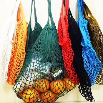 Yeni Örgü Çanta Dize alışveriş çantası Kullanımlık Meyve Depolama Çanta Tote Kadınlar Alışveriş Net Çanta Alışveriş Çantası Pamuk Dokuma