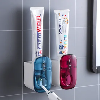 Otomatik Diş Macunu Dağıtıcı Banyo Aksesuarları Duvara Monte Tembel Diş Macunu Sıkacağı Diş Fırçası Tutucu